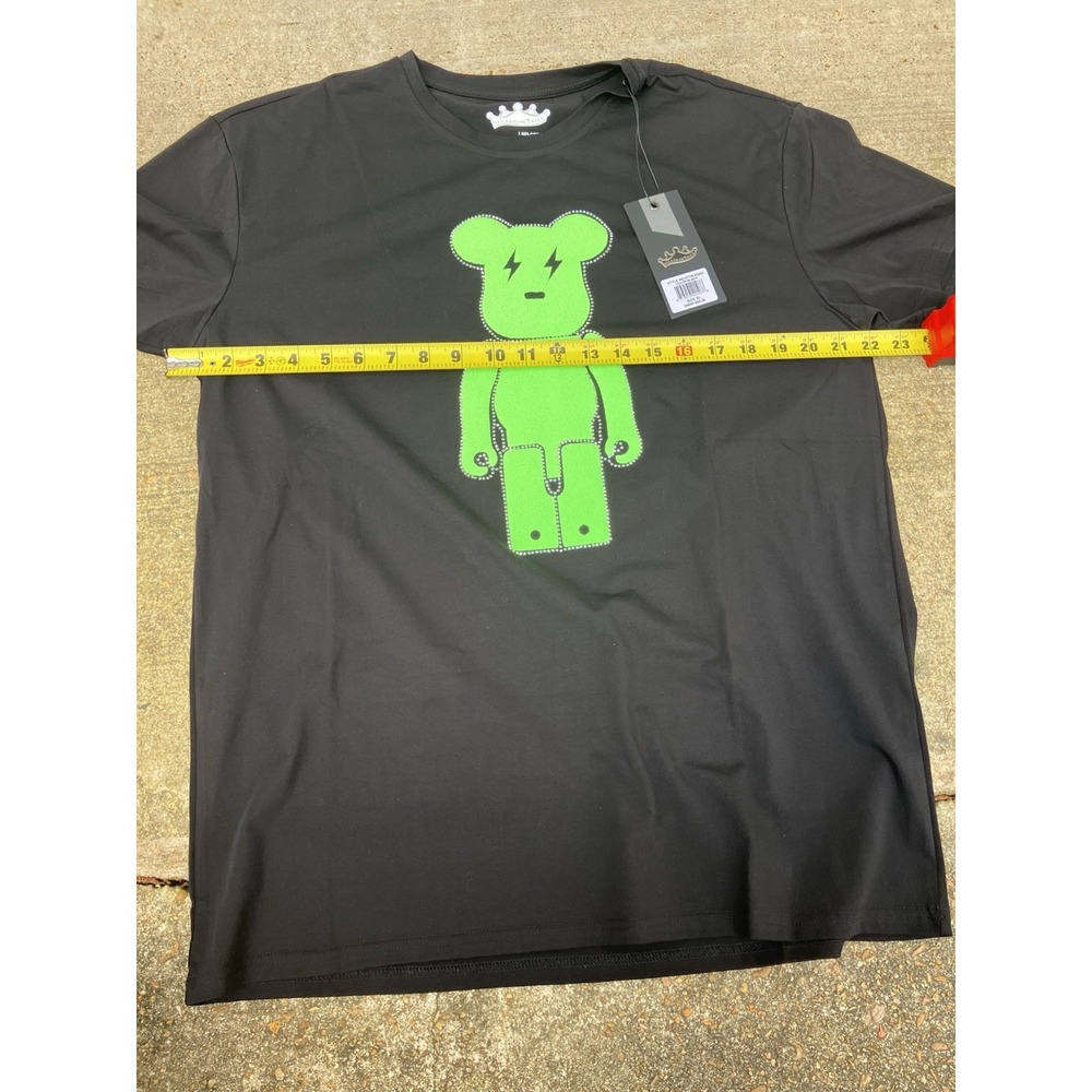 NWT Heads or Tails Men's RhineStone Studded T-Shirt Bear Black Green XL $68 Rare - Picture 7 of 8